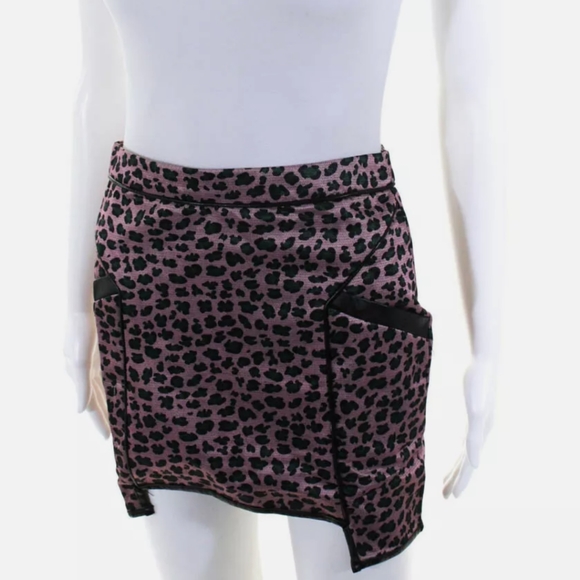 ENGLISH ROSE Anthropologie ZIP UP MINI SKIRT PINK GREEN ANIMAL PRINT SIZE SMALL - Picture 2 of 4